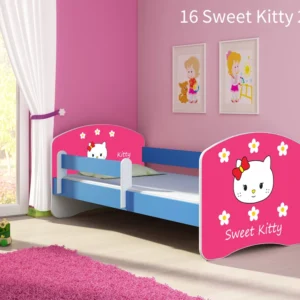 Dječji krevet ACMA s motivom, bočna plava 140x70 cm 16 Sweet Kitty 2