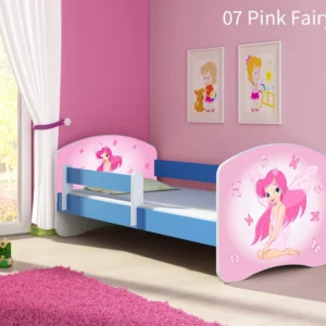 Dječji krevet ACMA s motivom, bočna plava 140x70 cm 07 Pink Fairy