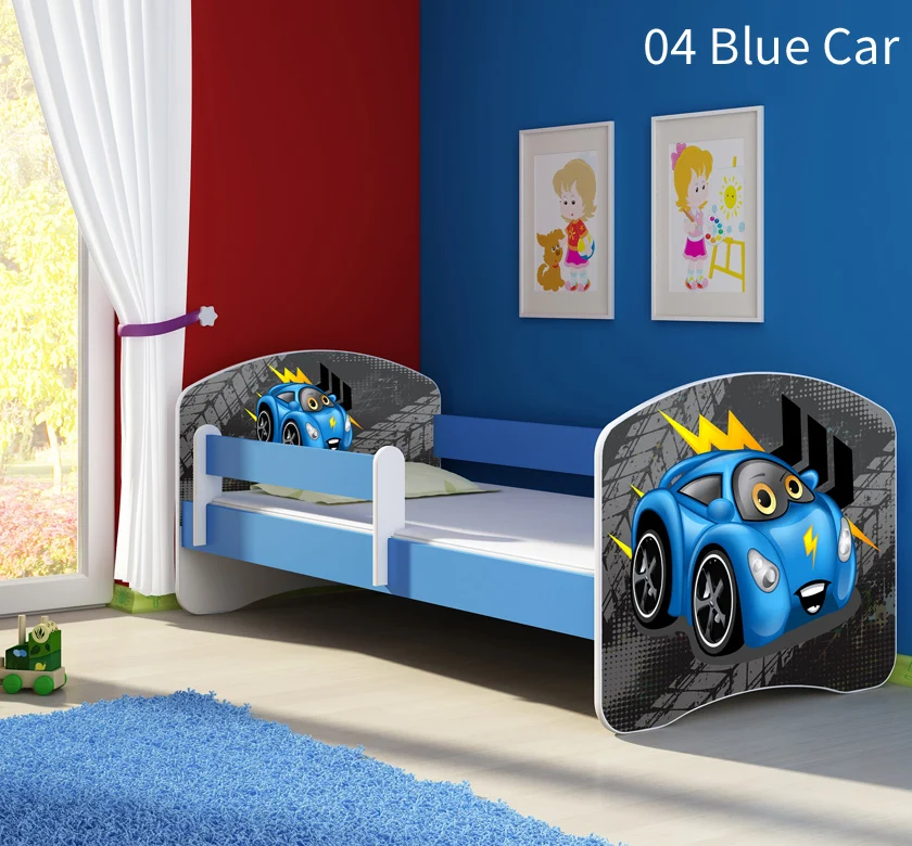 Dječji krevet ACMA s motivom, bočna plava 140x70 cm 04 Blue Car
