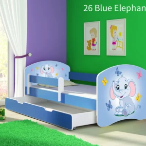 Dječji krevet ACMA s motivom, bočna plava + ladica 180x80 cm 26 Blue Elephant