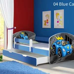 Dječji krevet ACMA s motivom, bočna plava + ladica 180x80 cm 04 Blue Car