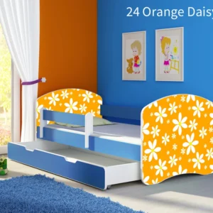 Dječji krevet ACMA s motivom, bočna plava + ladica 160x80 cm 24 Orange Daisy
