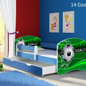 Dječji krevet ACMA s motivom, bočna plava + ladica 160x80 cm 14 Goal