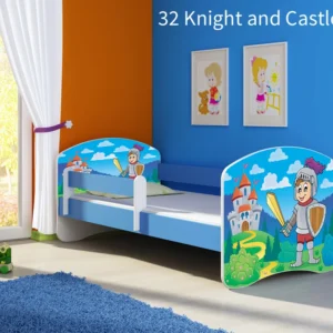 Dječji krevet ACMA s motivom, bočna plava 180x80 cm 32 Knight