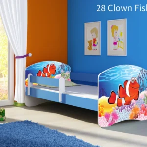 Dječji krevet ACMA s motivom, bočna plava 180x80 cm 28 Clown Fish
