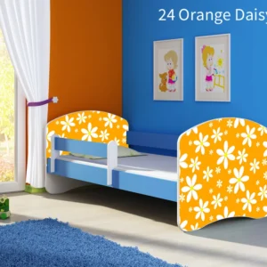 Dječji krevet ACMA s motivom, bočna plava 180x80 cm 24 Orange Daisy