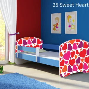 Dječji krevet ACMA s motivom, bočna plava 180x80 cm 25 Sweet hearts