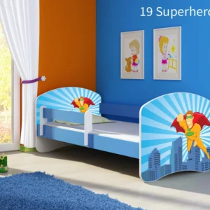 Dječji krevet ACMA s motivom, bočna plava 180x80 cm 19 Superhero