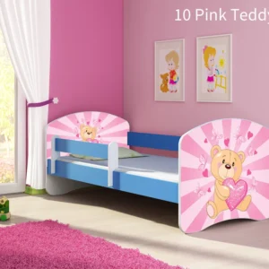 Dječji krevet ACMA s motivom, bočna plava 180x80 cm 10 Pink Teddy Bear