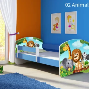 Dječji krevet ACMA s motivom, bočna plava 180x80 cm 02 Animals