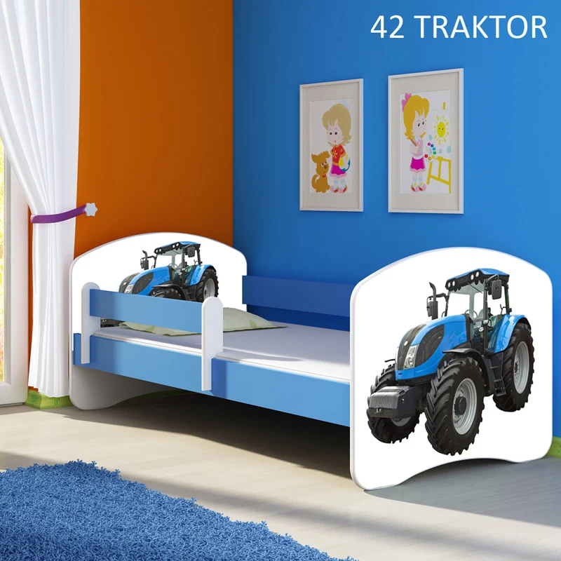 Dječji krevet ACMA s motivom, bočna plava 160x80 cm 42 Traktor