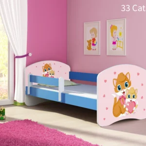 Dječji krevet ACMA s motivom, bočna plava 160x80 cm 33 Cats