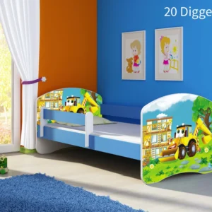 Dječji krevet ACMA s motivom, bočna plava 160x80 cm 20 Digger