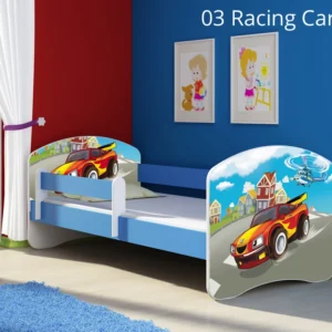 Dječji krevet ACMA s motivom, bočna plava 160x80 cm 03 Racing Car