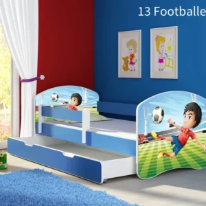 Dječji krevet ACMA s motivom, bočna plava + ladica 140x70 cm 13 Footballer