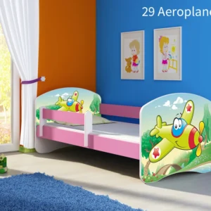 Dječji krevet ACMA s motivom, bočna roza 140x70 cm 29 Aeroplane