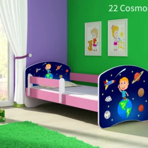 Dječji krevet ACMA s motivom, bočna roza 140x70 cm 22 Cosmos