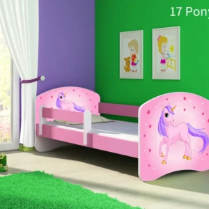 Dječji krevet ACMA s motivom, bočna roza 140x70 cm 17 Pony
