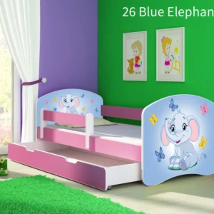 Dječji krevet ACMA s motivom, bočna roza + ladica 180x80 cm 26 Blue Elephant