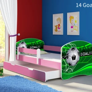 Dječji krevet ACMA s motivom, bočna roza + ladica 180x80 cm 14 Goal