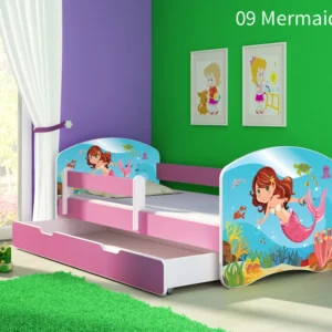 Dječji krevet ACMA s motivom, bočna roza + ladica 180x80 cm 09 Mermaid