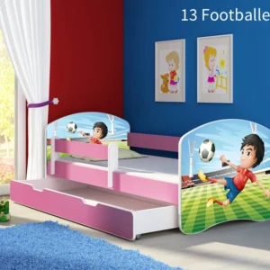 Dječji krevet ACMA s motivom, bočna roza + ladica 160x80 cm 13 Footballer