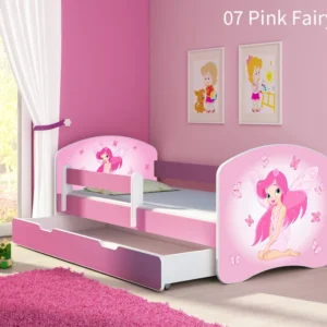 Dječji krevet ACMA s motivom, bočna roza + ladica 160x80 cm 07 Pink Fairy