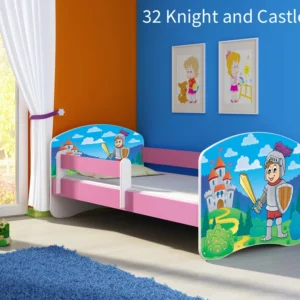 Dječji krevet ACMA s motivom, bočna roza 180x80 cm 32 Knight