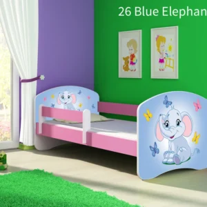 Dječji krevet ACMA s motivom, bočna roza 180x80 cm 26 Blue Elephant