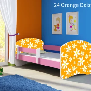 Dječji krevet ACMA s motivom, bočna roza 180x80 cm 24 Orange Daisy