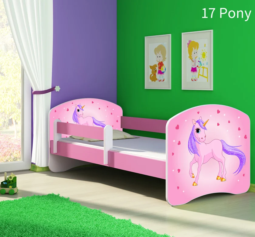 Dječji krevet ACMA s motivom, bočna roza 180x80 cm 17 Pony