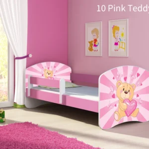 Dječji krevet ACMA s motivom, bočna roza 160x80 cm 10 Pink Teddy Bear