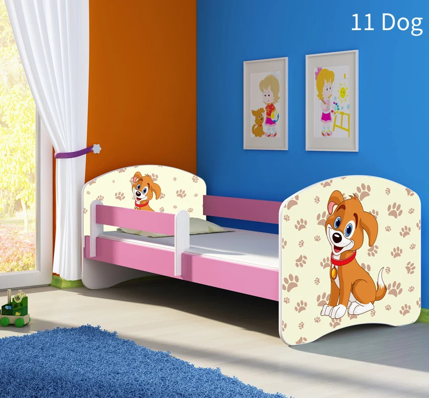 Dječji krevet ACMA s motivom, bočna roza 160x80 cm 11 Dog