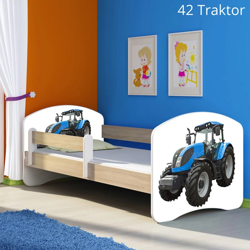Dječji krevet ACMA s motivom, bočna sonoma 180x80 cm 42 Traktor