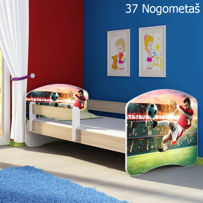 Dječji krevet ACMA s motivom, bočna sonoma 180x80 cm 37 Nogometaš