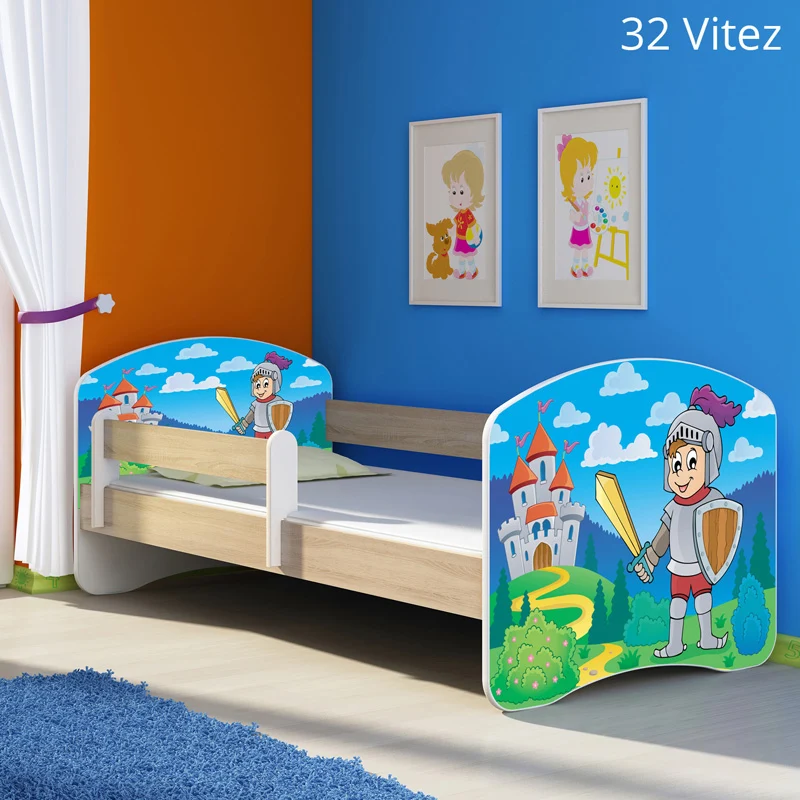 Dječji krevet ACMA s motivom, bočna sonoma 180x80 cm 32 Knight