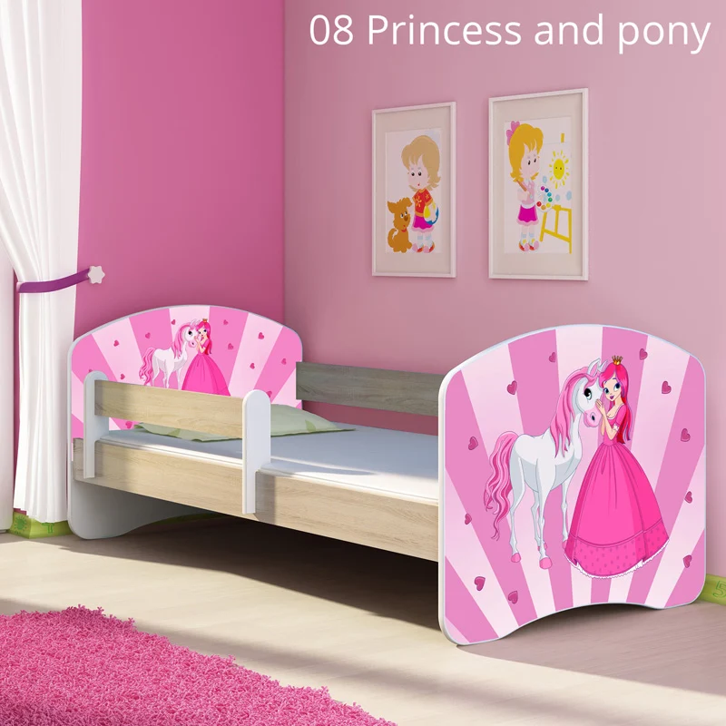 Dječji krevet ACMA s motivom, bočna sonoma 180x80 cm 08 Princess Pony