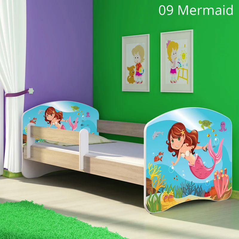 Dječji krevet ACMA s motivom, bočna sonoma 180x80 cm 09 Mermaid