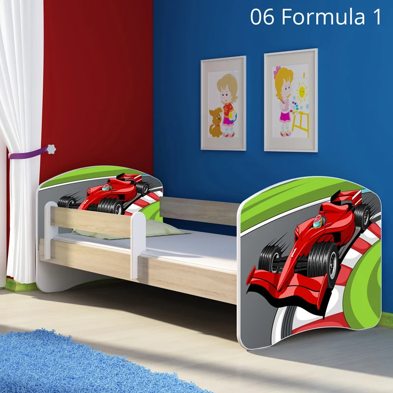 Dječji krevet ACMA s motivom, bočna sonoma 160x80 cm 06 Formula 1