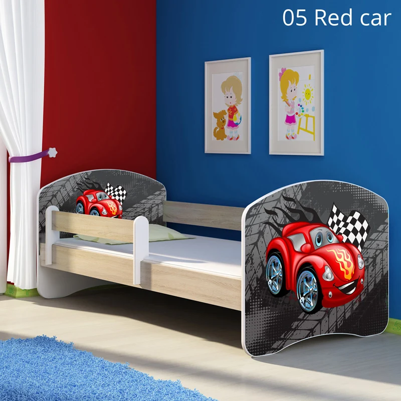 Dječji krevet ACMA s motivom, bočna sonoma 160x80 cm 05 Red Car