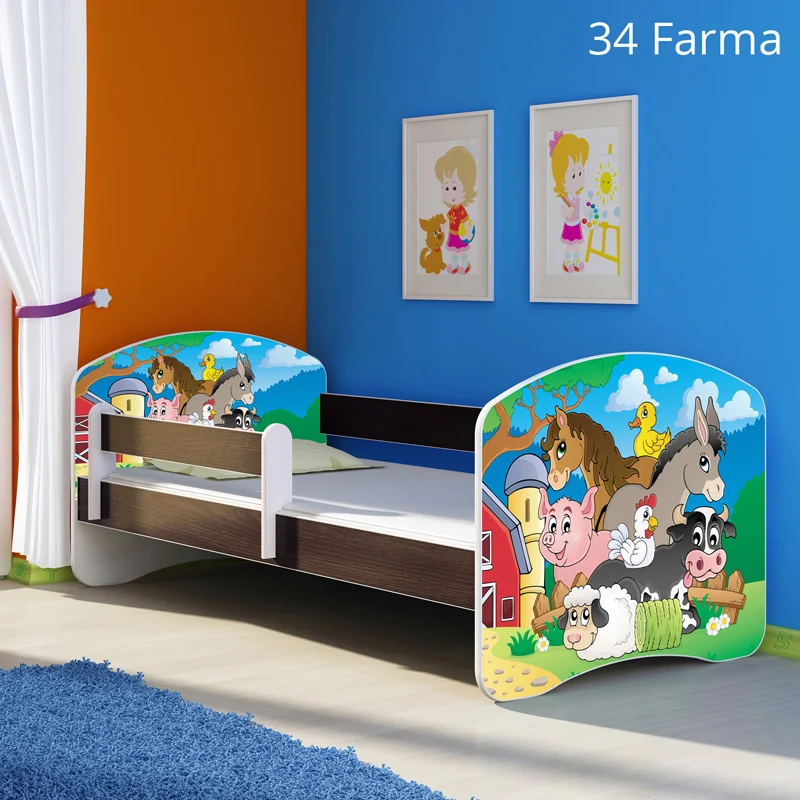 Dječji krevet ACMA s motivom, bočna wenge 180x80 cm 34 Farm