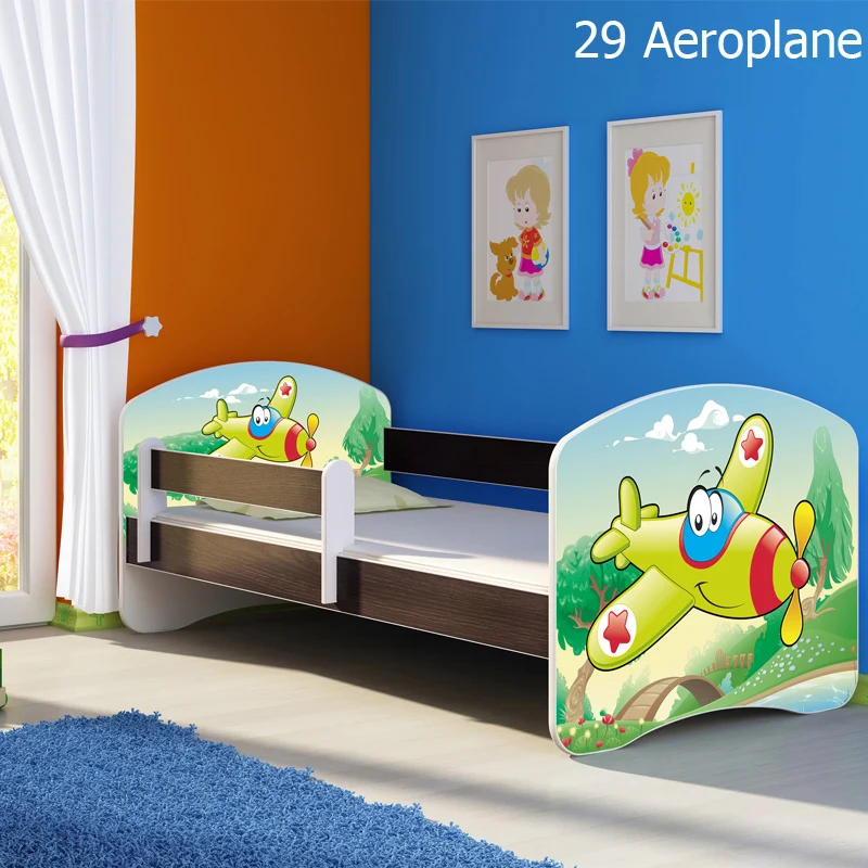 Dječji krevet ACMA s motivom, bočna wenge 180x80 cm 29 Aeroplane