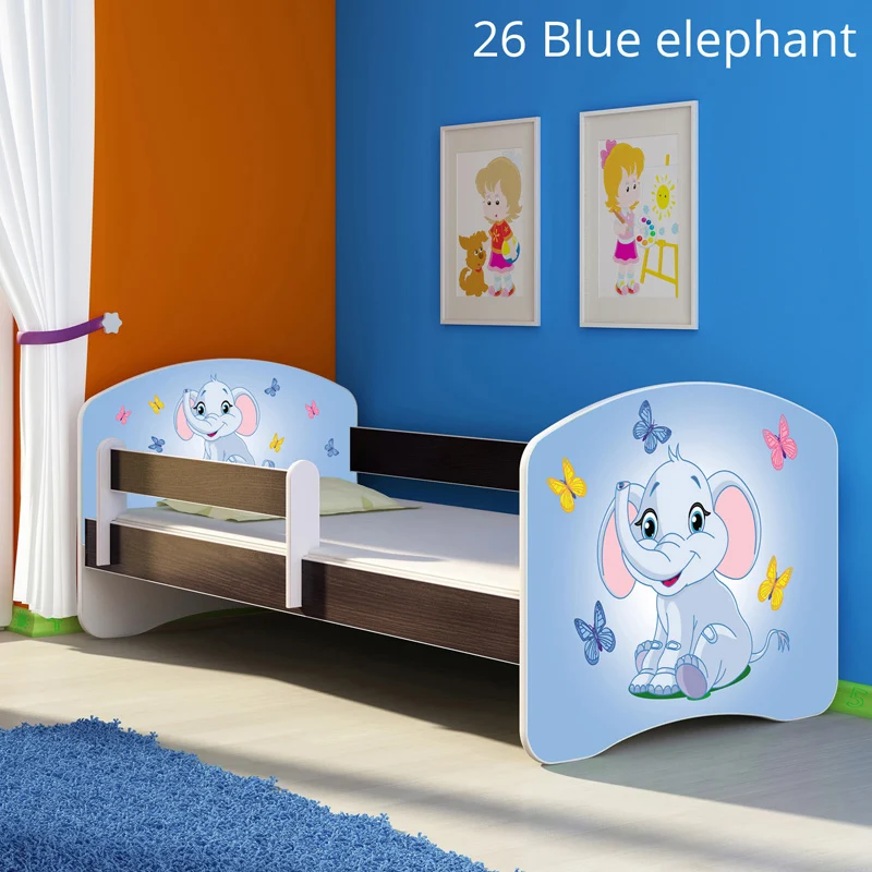 Dječji krevet ACMA s motivom, bočna wenge 180x80 cm 26 Blue Elephant