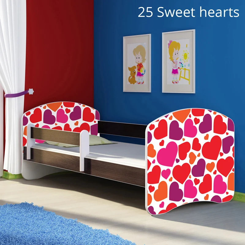 Dječji krevet ACMA s motivom, bočna wenge 180x80 cm 25 Sweet hearts