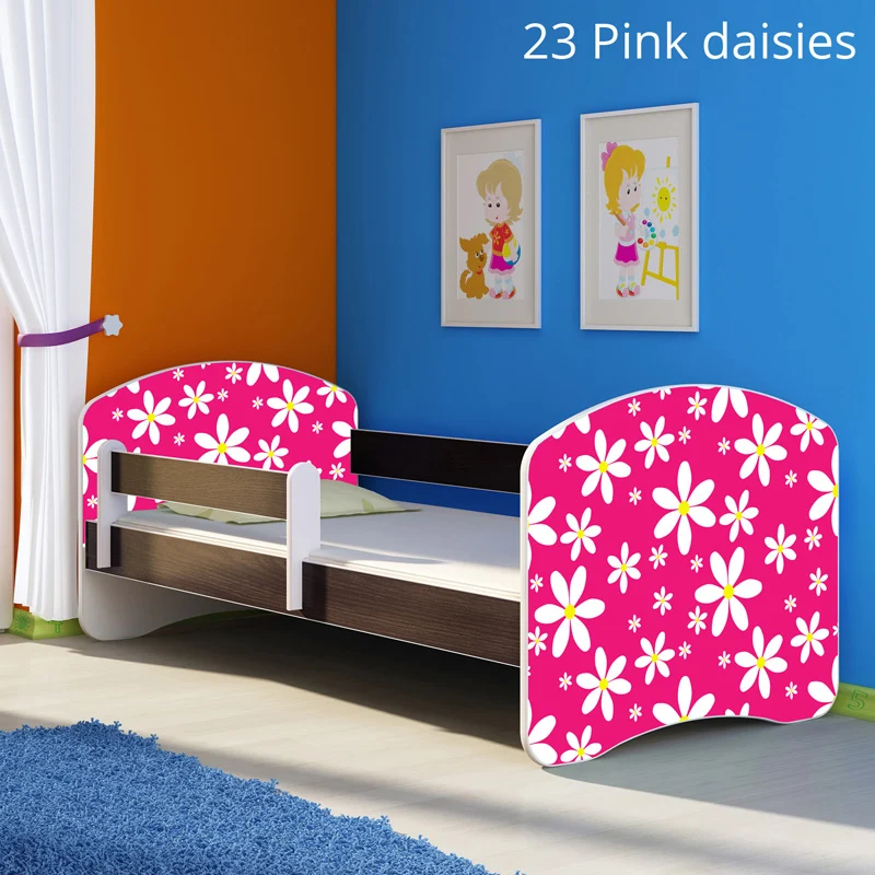 Dječji krevet ACMA s motivom, bočna wenge 180x80 cm 23 Pink Daisy