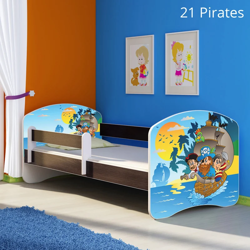 Dječji krevet ACMA s motivom, bočna wenge 180x80 cm 21 Pirates