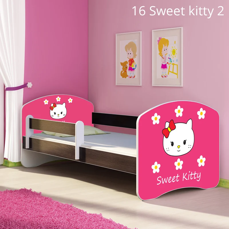Dječji krevet ACMA s motivom, bočna wenge 180x80 cm 16 Sweet Kitty 2
