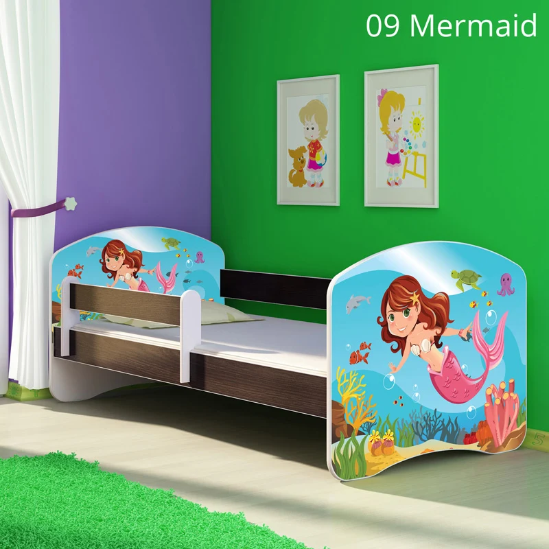 Dječji krevet ACMA s motivom, bočna wenge 160x80 cm 09 Mermaid