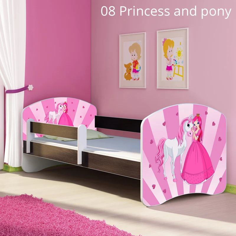 Dječji krevet ACMA s motivom, bočna wenge 160x80 cm 08 Princess Pony