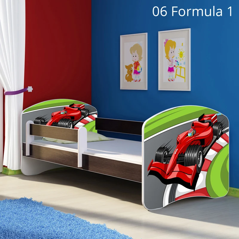 Dječji krevet ACMA s motivom, bočna wenge 160x80 cm 06 Formula 1